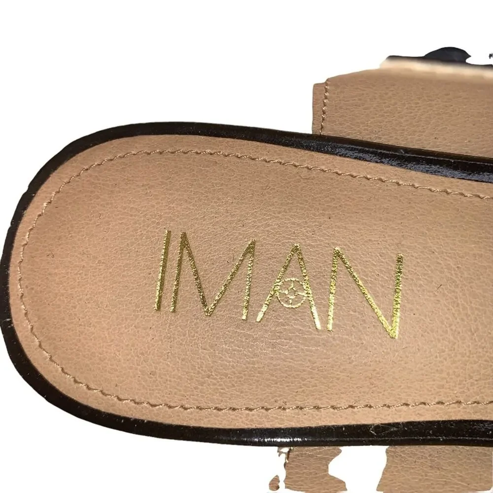 IMAN calf hair zebra print size 6.5M flats brown and beige glittery side… - Picture 12 of 14